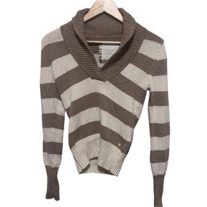 American Eagle Outfitters Brown and Cream Cowl Neck Sweater